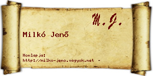 Milkó Jenő névjegykártya